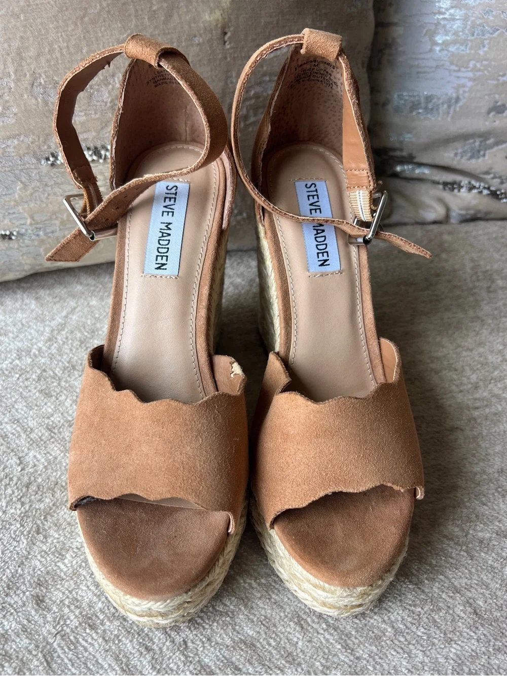 Steve Madden Susana Black Suede Espadrille Wedges NWOB Size 7 M